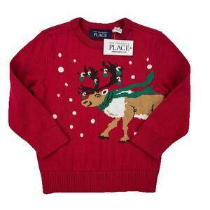 Children’s Place Baby Sweater 12–18M Red Reindeer Christmas Holiday NWT $34.95